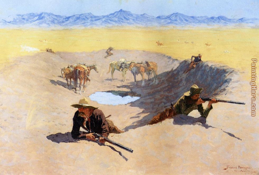 Fight for the Water Hole painting - Frederic Remington Fight for the Water Hole art painting